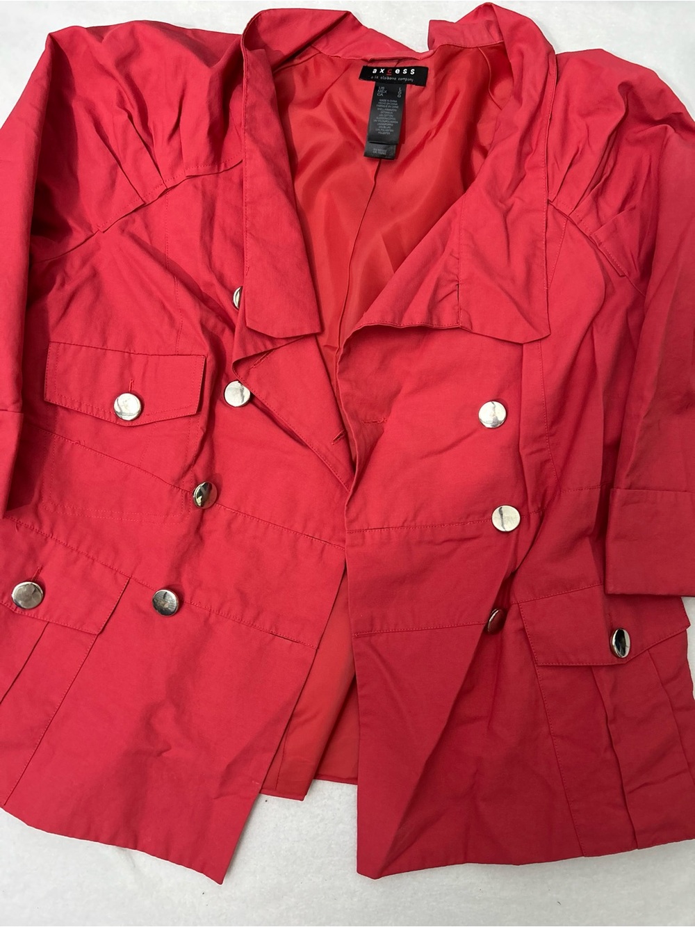 Axcess Red Double-Breasted Blazer with Silver Buttons